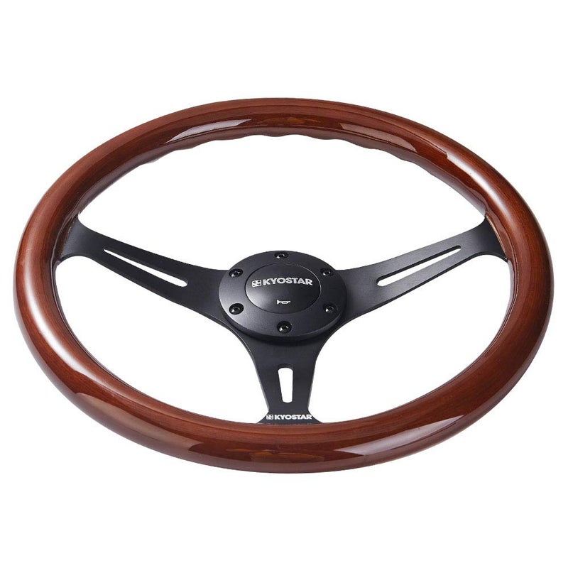 Kyostar Universal 350mm 14" Grant Classic Nostalgia Style Wood Grain Steering Wheel Black Spoek with Horn Button - Image 4